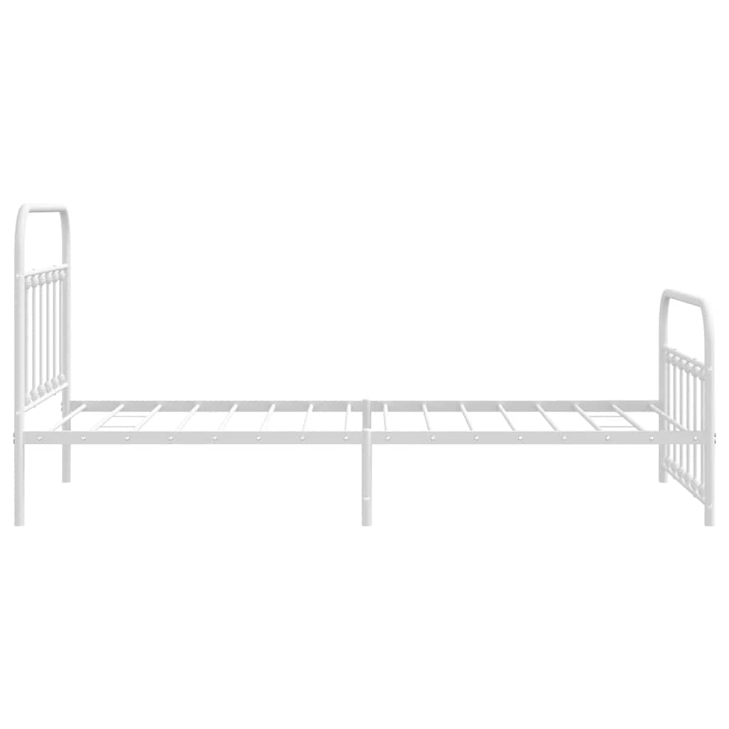 Metal Bed Frame without Mattress with Footboard White 100x200cm