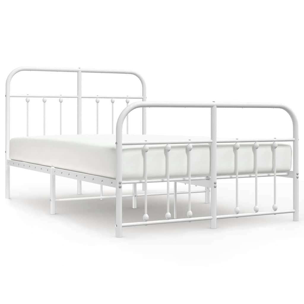 Metal Bed Frame without Mattress with Footboard White 120x200cm