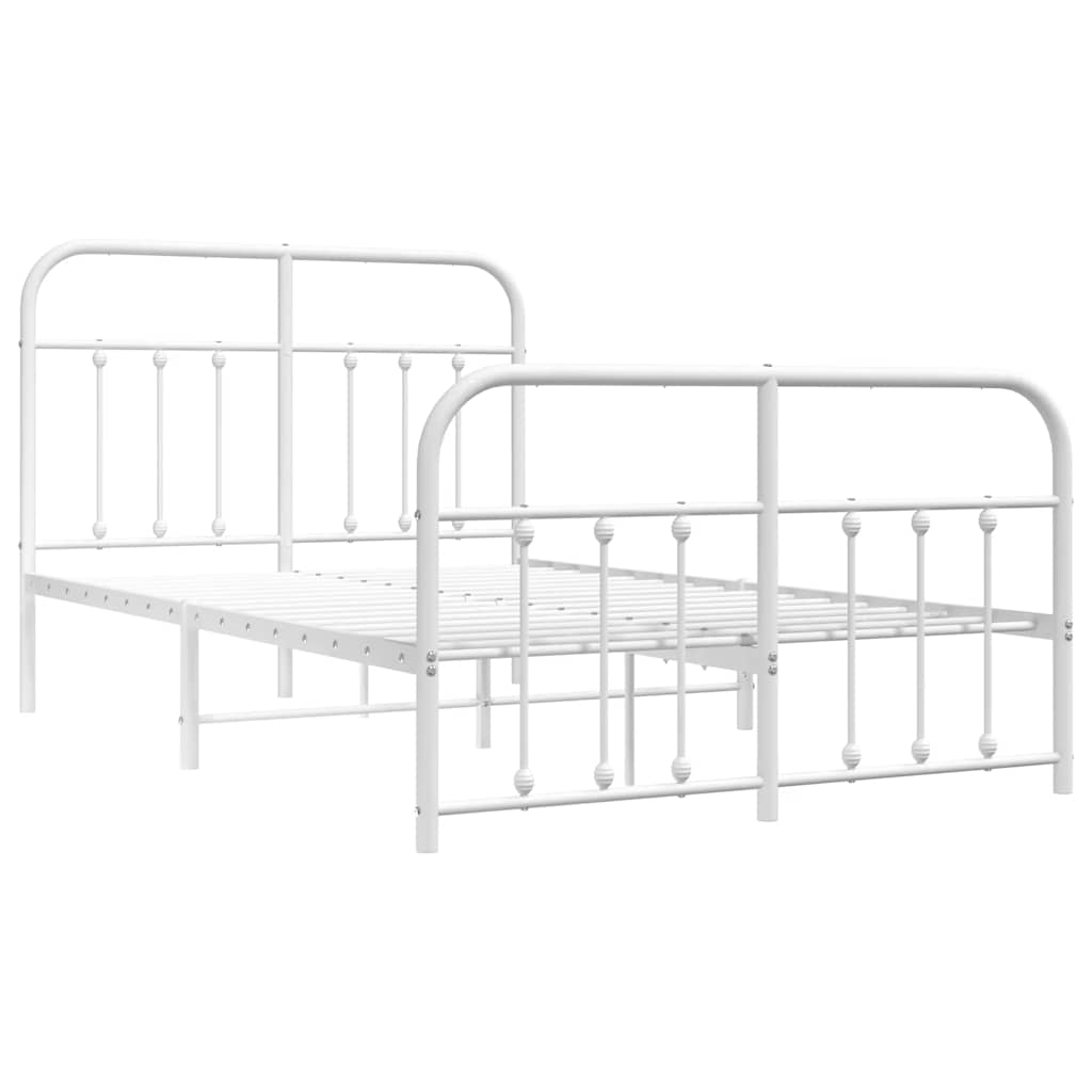 Metal Bed Frame without Mattress with Footboard White 120x200cm