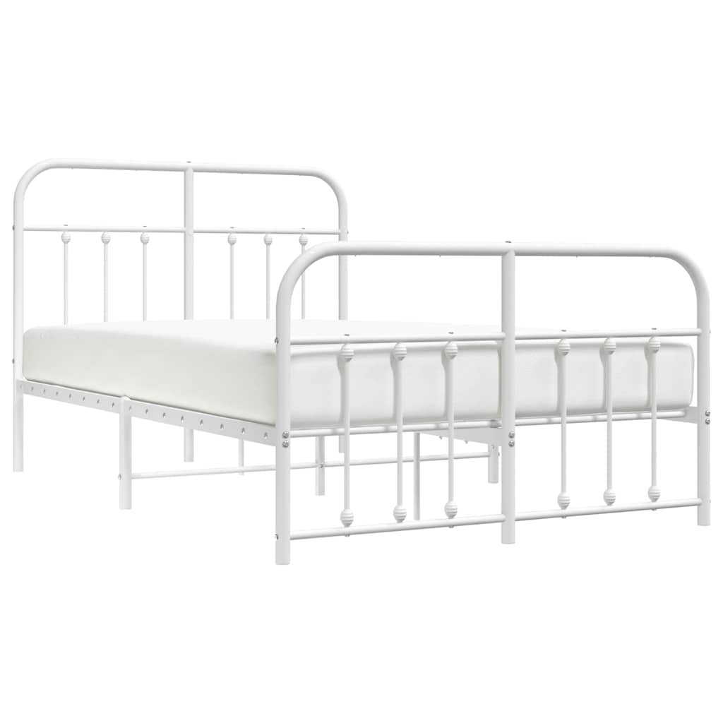 Metal Bed Frame without Mattress with Footboard White 120x200cm