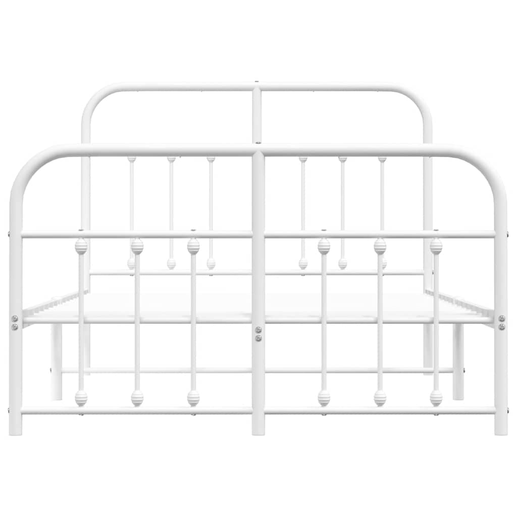 Metal Bed Frame without Mattress with Footboard White 120x200cm