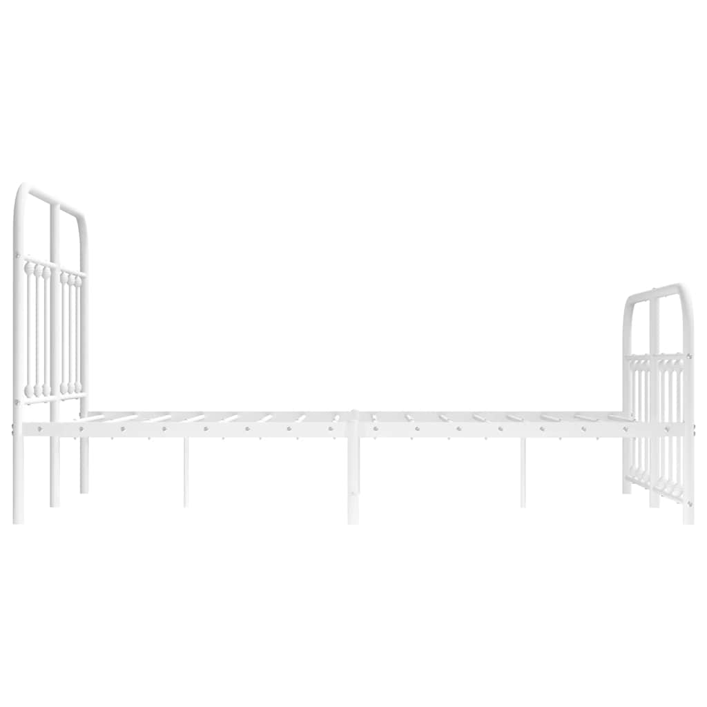 Metal Bed Frame without Mattress with Footboard White 120x200cm
