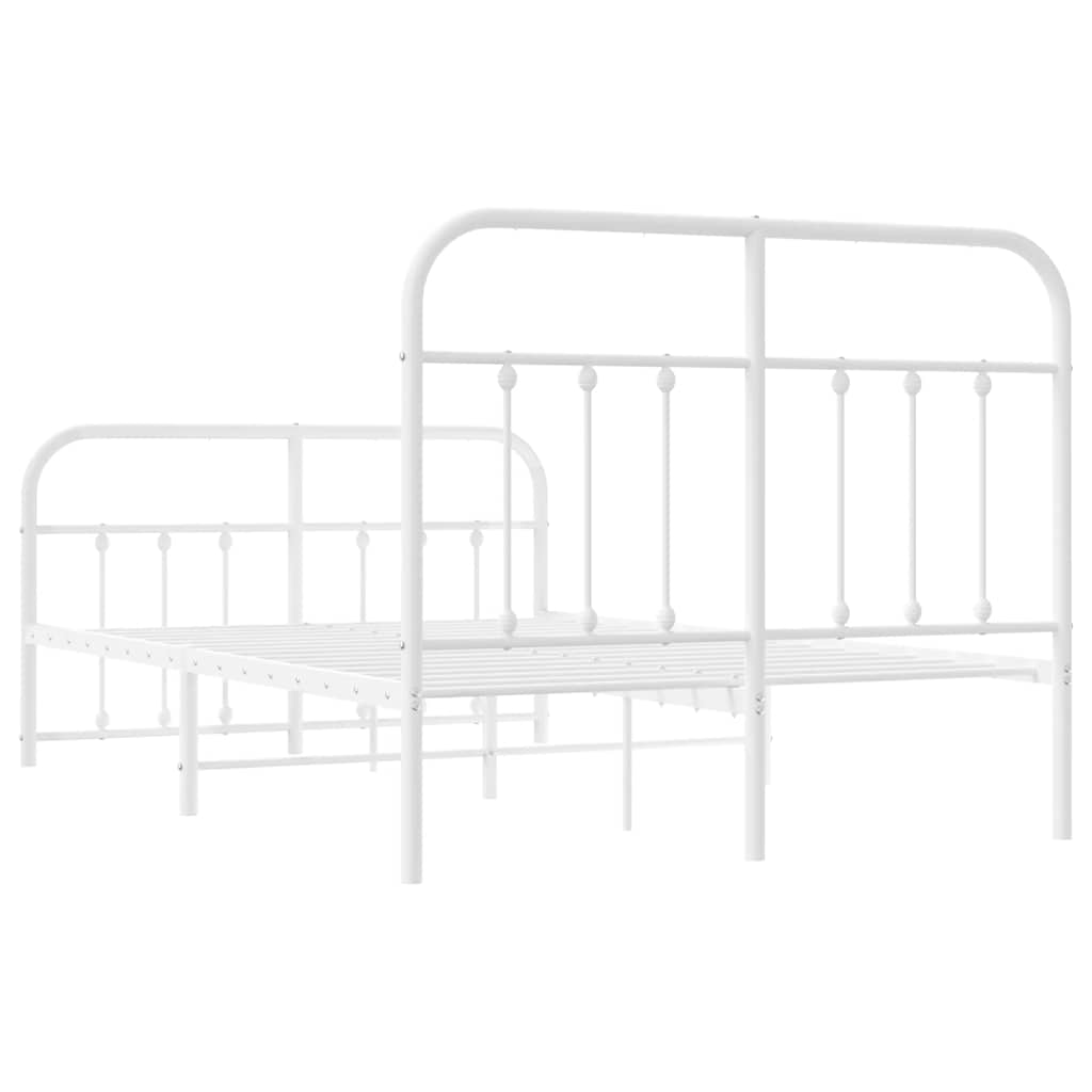 Metal Bed Frame without Mattress with Footboard White 120x200cm