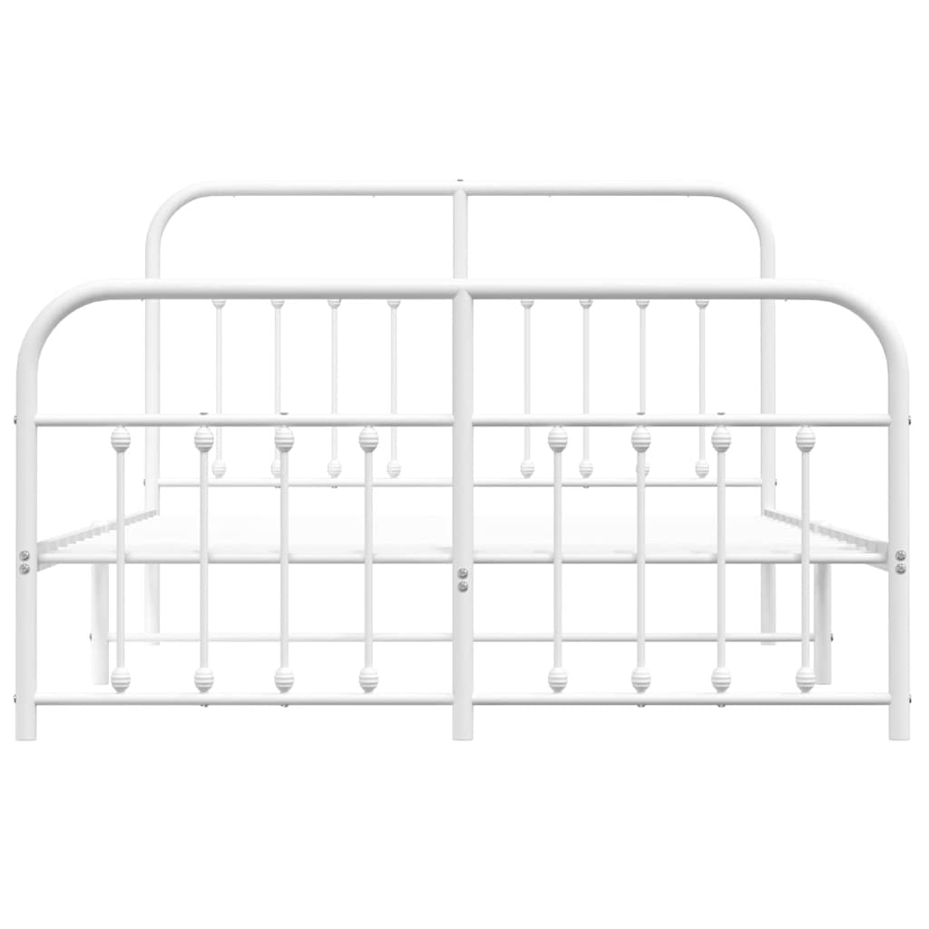 Metal Bed Frame without Mattress with Footboard White 135x190cm