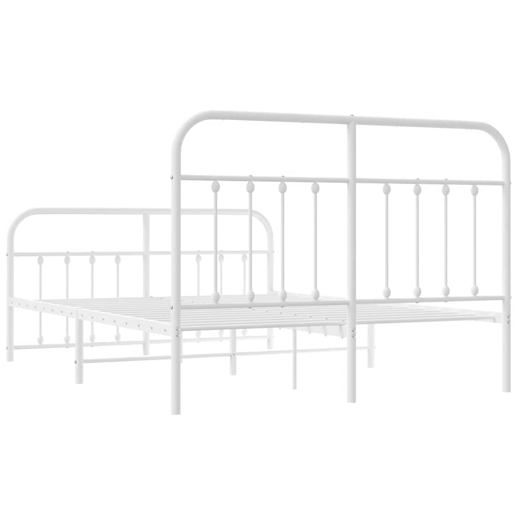 Metal Bed Frame without Mattress with Footboard White 135x190cm