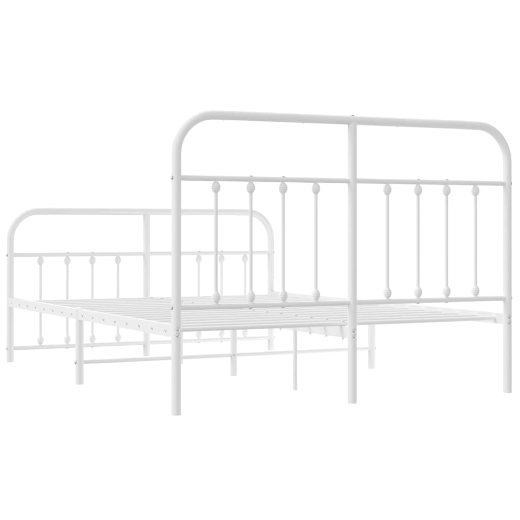 Metal Bed Frame without Mattress with Footboard White 140x190cm