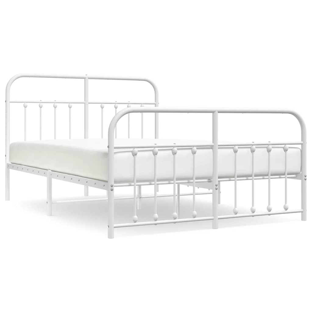 Metal Bed Frame without Mattress with Footboard White 140x200cm