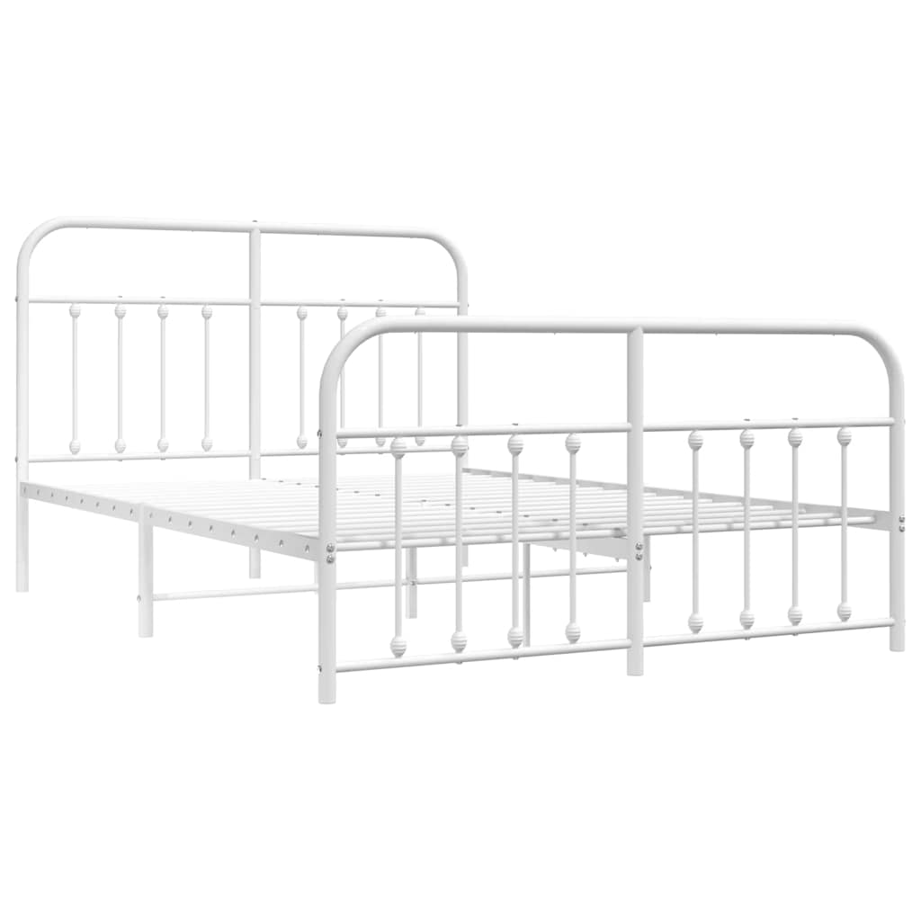 Metal Bed Frame without Mattress with Footboard White 140x200cm