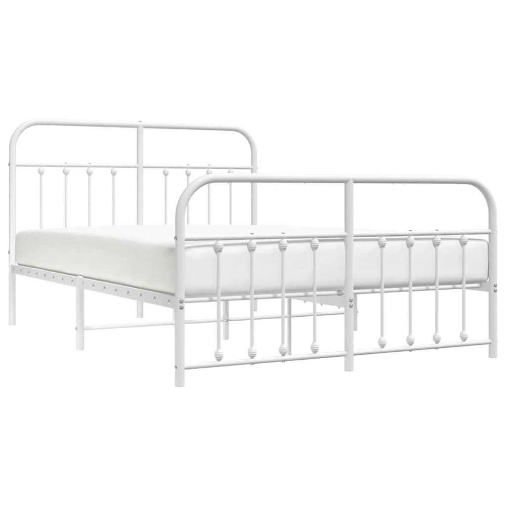 Metal Bed Frame without Mattress with Footboard White 140x200cm