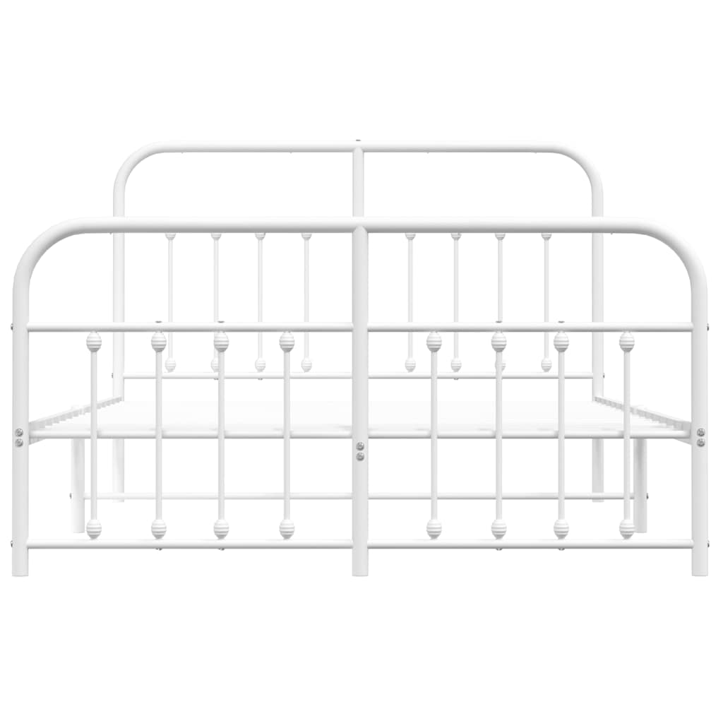 Metal Bed Frame without Mattress with Footboard White 150x200cm