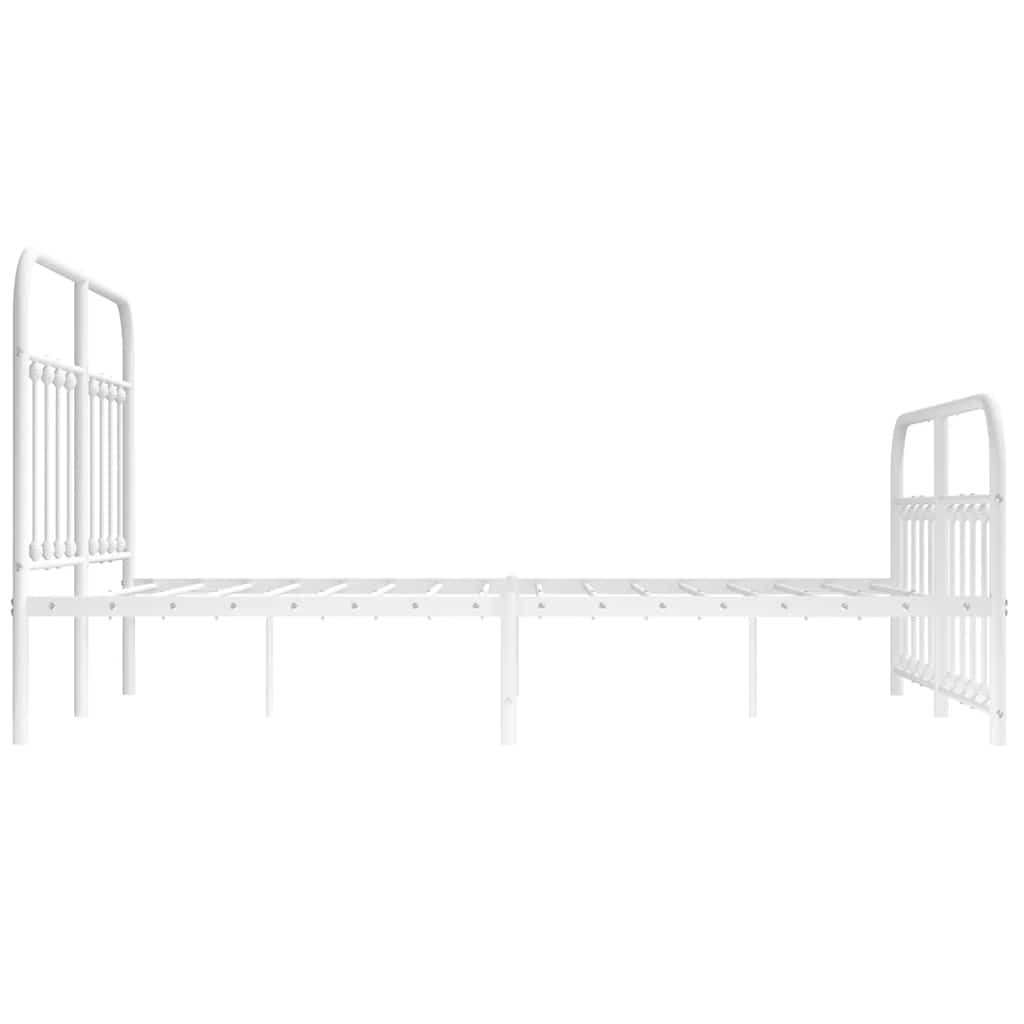 Metal Bed Frame without Mattress with Footboard White 150x200cm