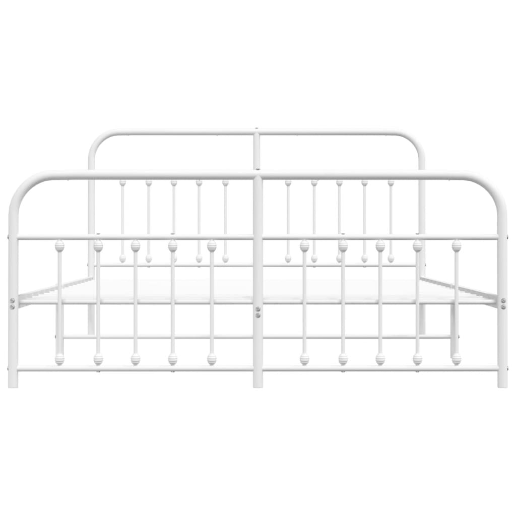 Metal Bed Frame without Mattress with Footboard White 180x200cm