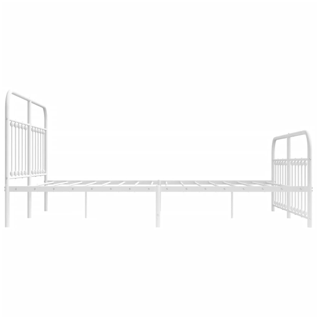 Metal Bed Frame without Mattress with Footboard White 180x200cm