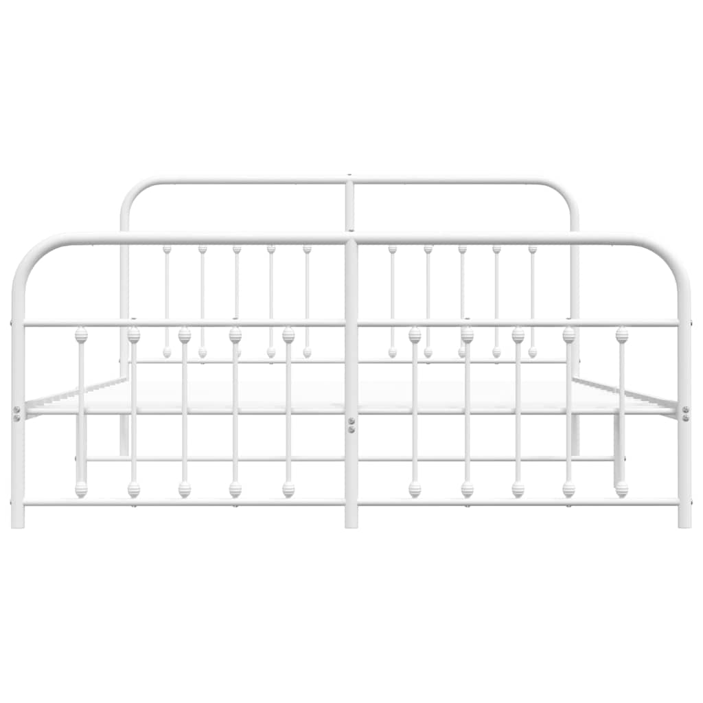 Metal Bed Frame without Mattress with Footboard White 183x213cm