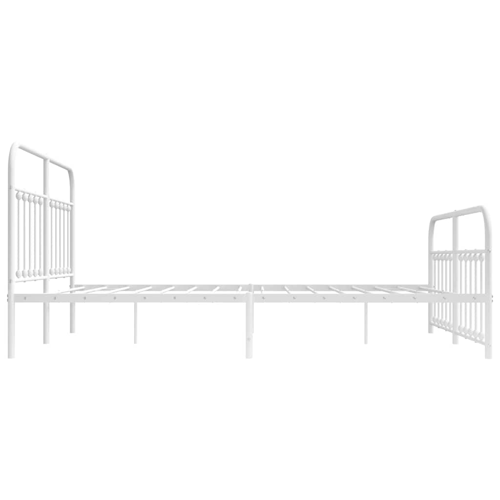 Metal Bed Frame without Mattress with Footboard White 183x213cm