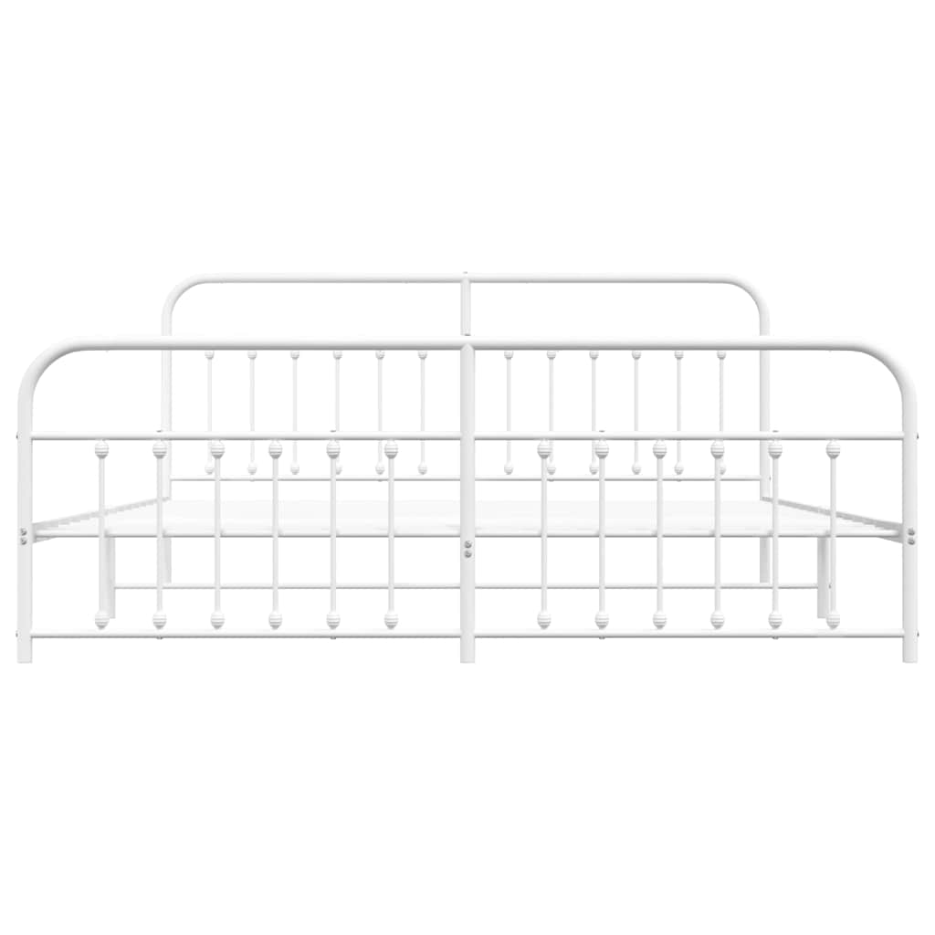 Metal Bed Frame without Mattress with Footboard White 193x203cm