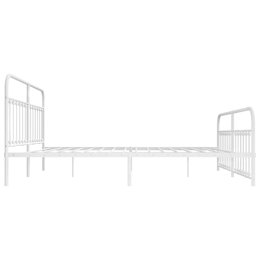Metal Bed Frame without Mattress with Footboard White 193x203cm
