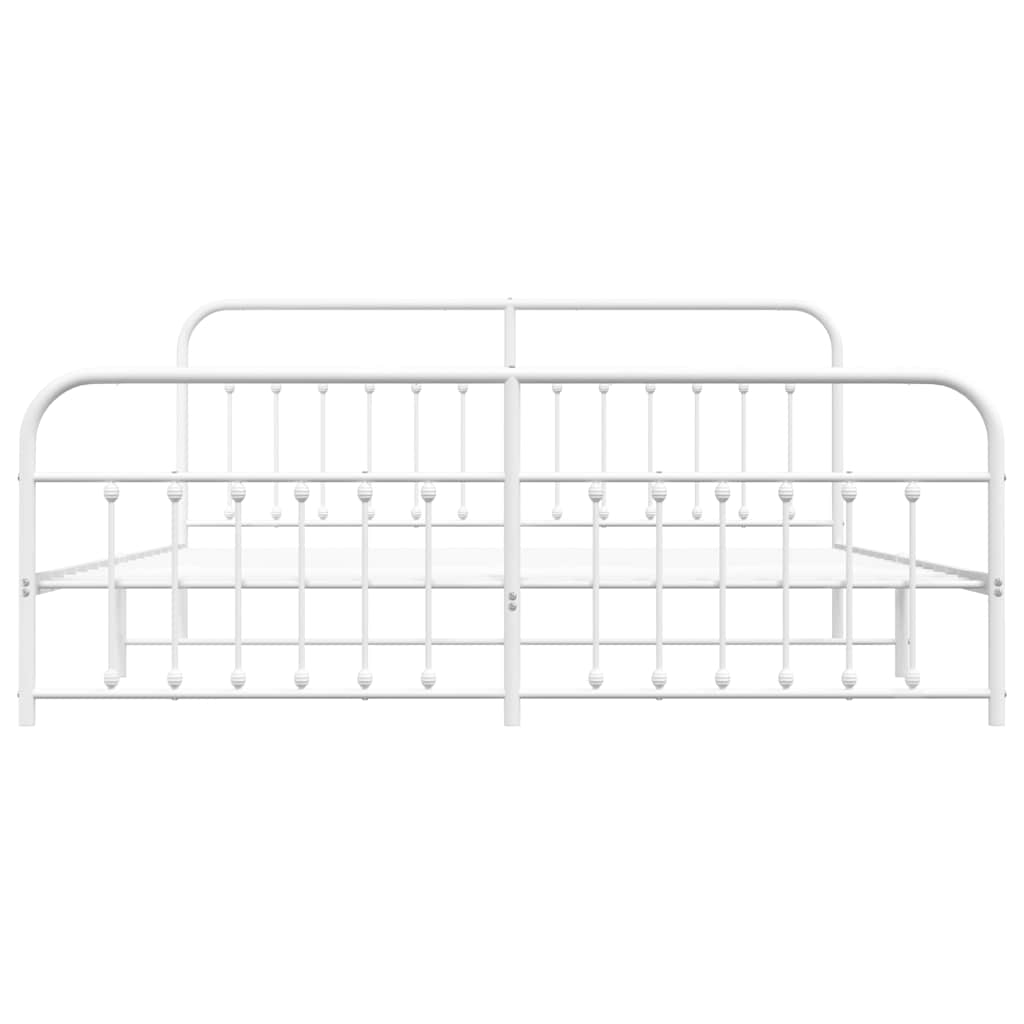 Metal Bed Frame without Mattress with Footboard White 200x200cm