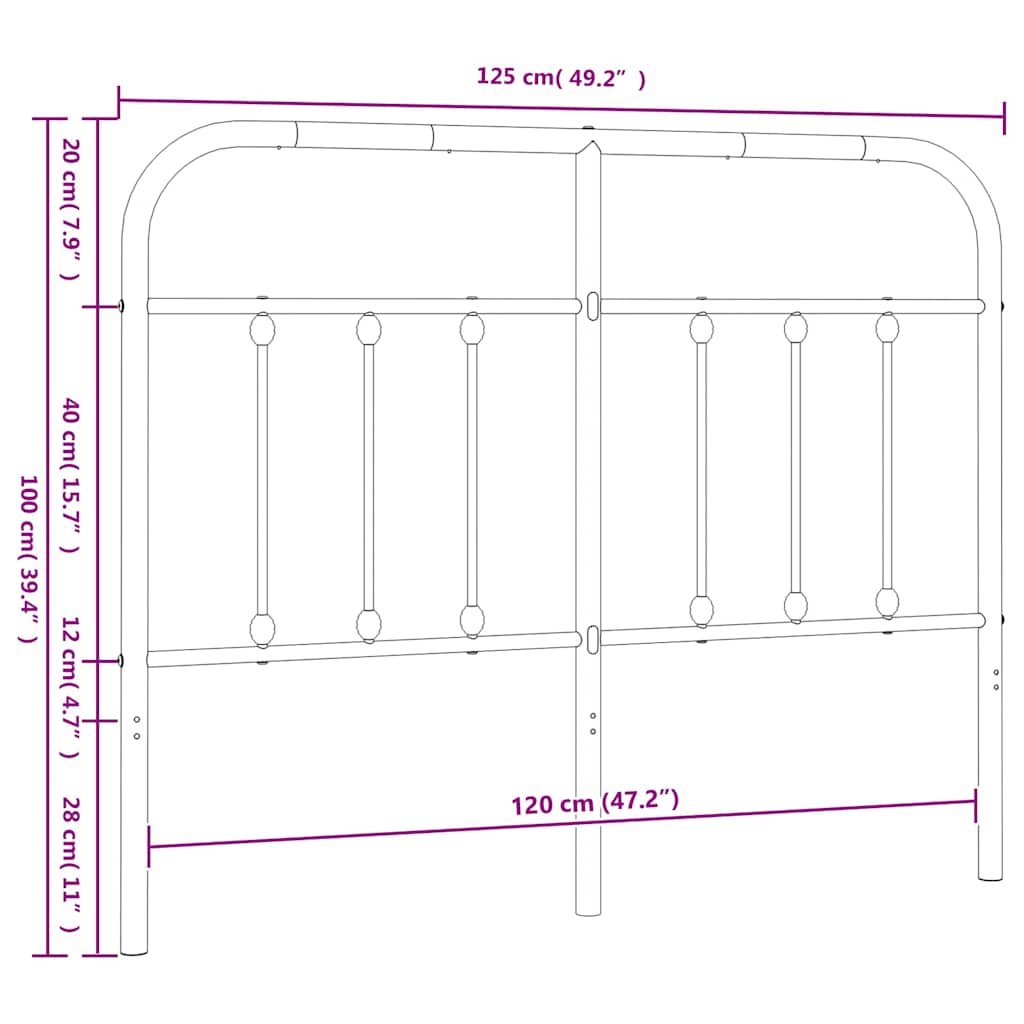 Metal Headboard White 120 cm
