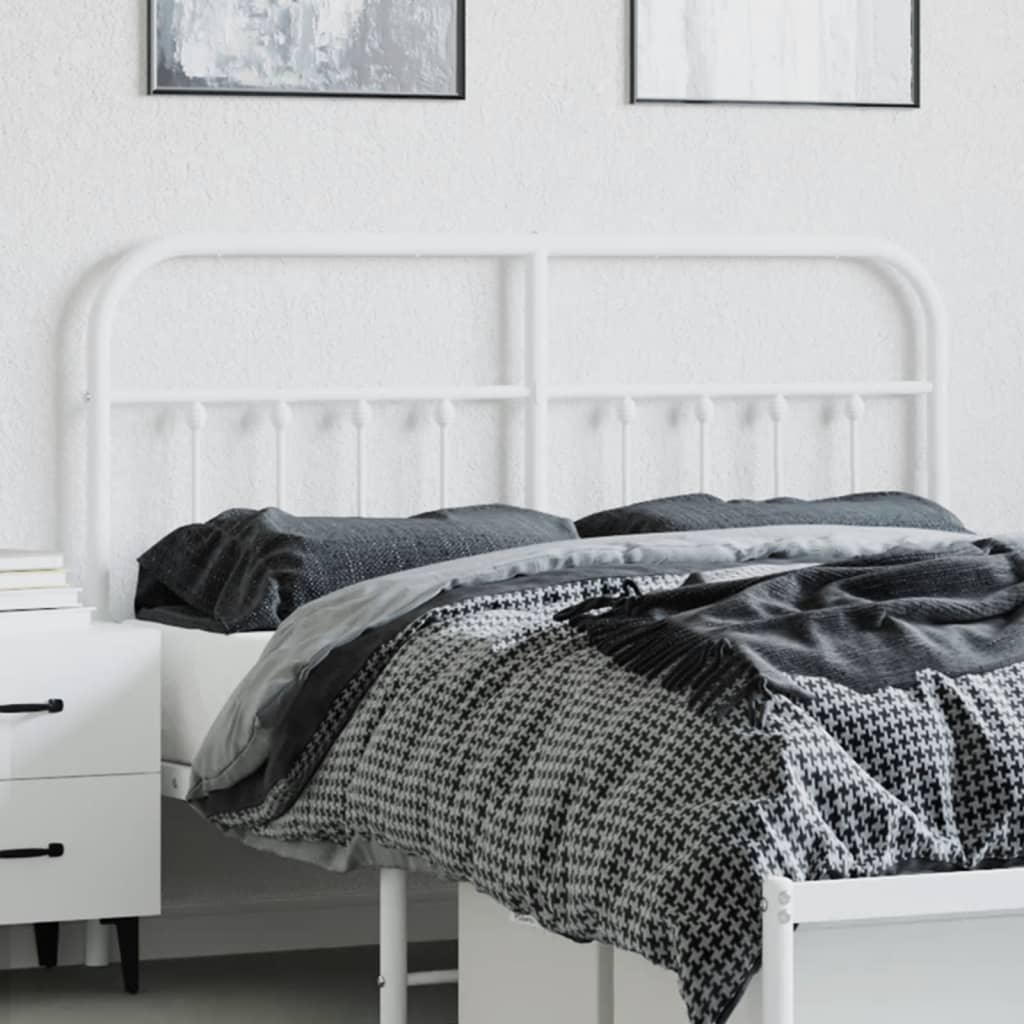 Metal Headboard White 135 cm