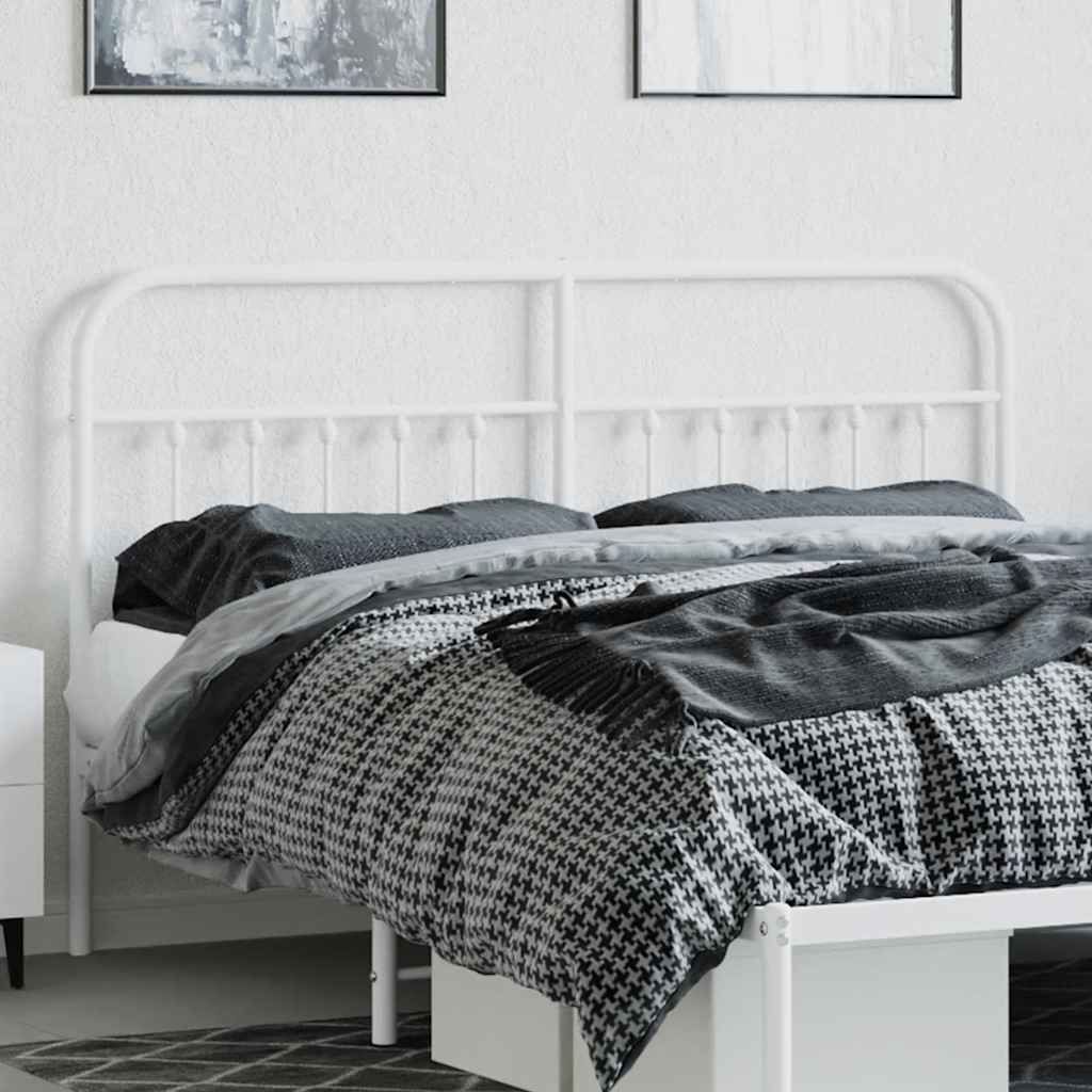 Metal Headboard White 160 cm