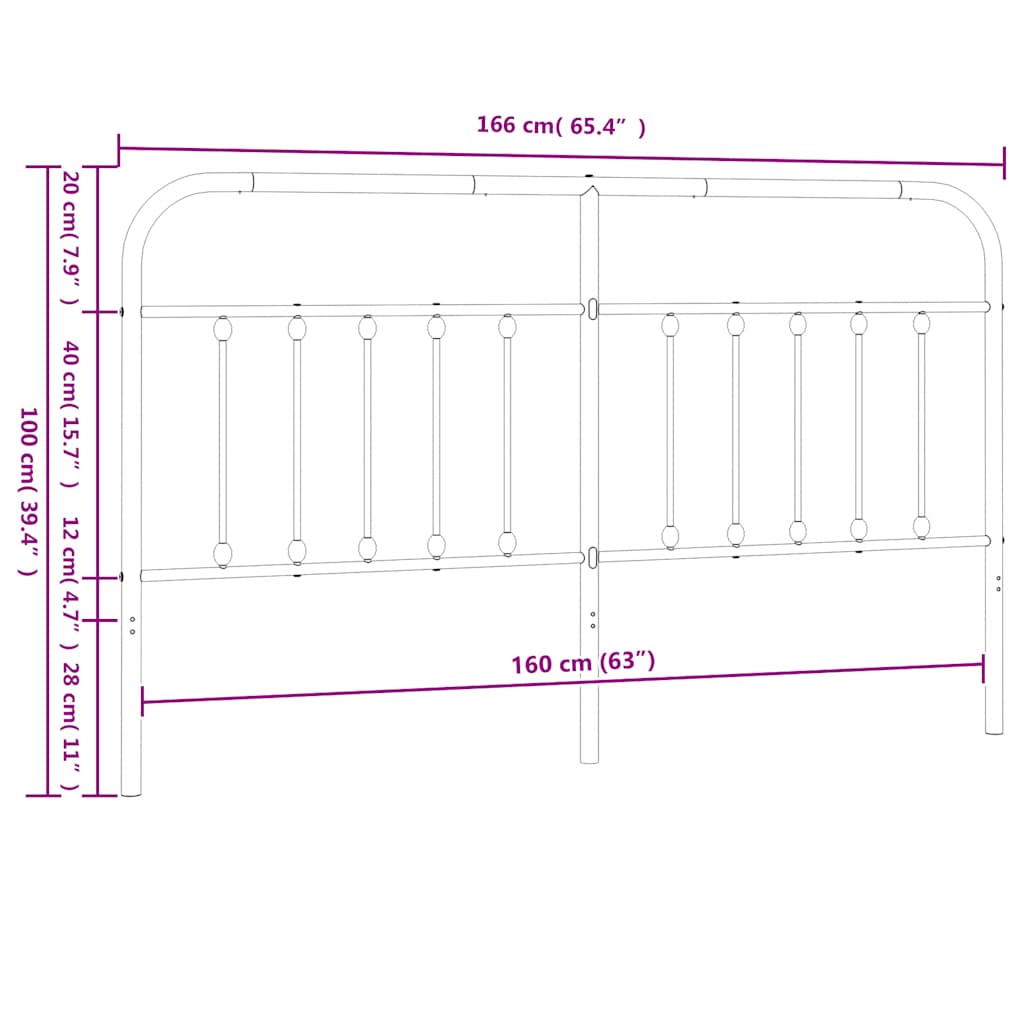 Metal Headboard White 160 cm