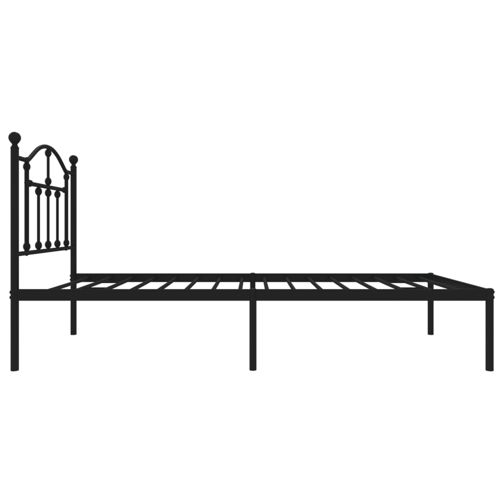 Metal Bed Frame without Mattress with Headboard Black 75x190cm