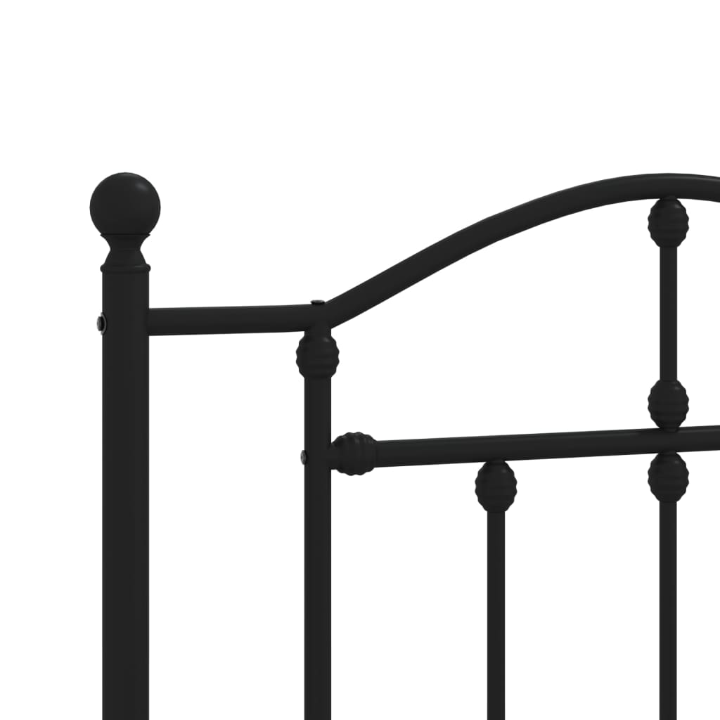 Metal Bed Frame without Mattress with Headboard Black 75x190cm