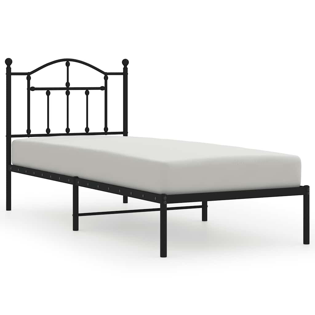 Metal Bed Frame without Mattress with Headboard Black 90x200cm