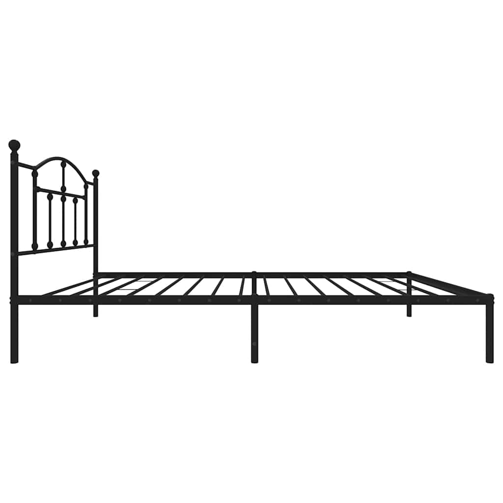Metal Bed Frame without Mattress with Headboard Black 100x190cm