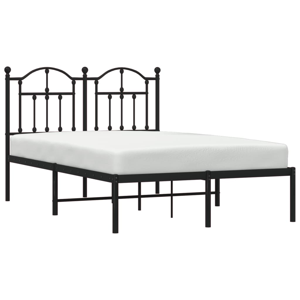 Metal Bed Frame without Mattress with Headboard Black 120x190cm
