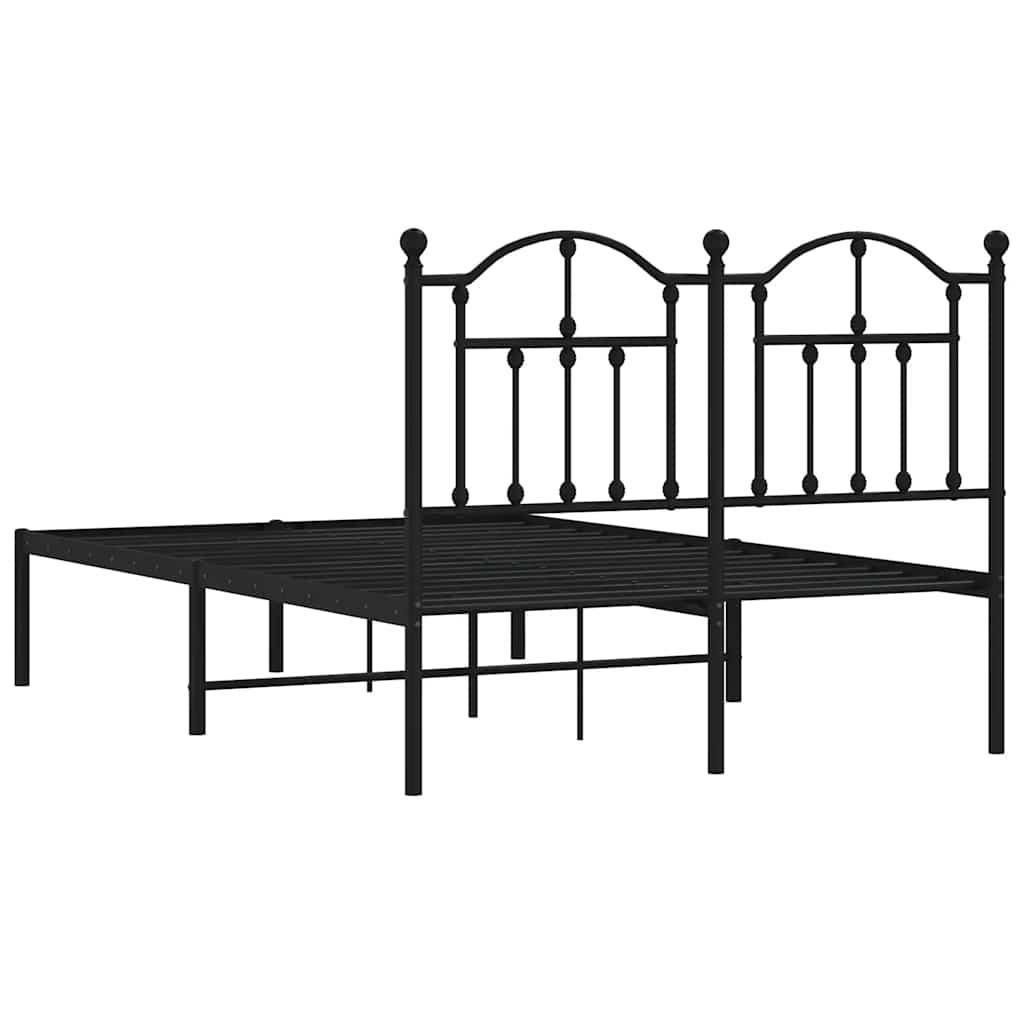 Metal Bed Frame without Mattress with Headboard Black 120x190cm