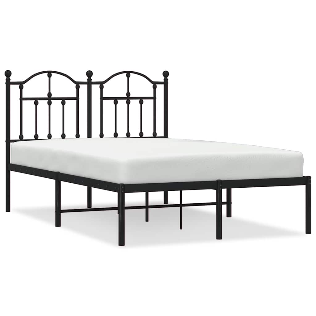 Metal Bed Frame without Mattress with Headboard Black 120x200cm