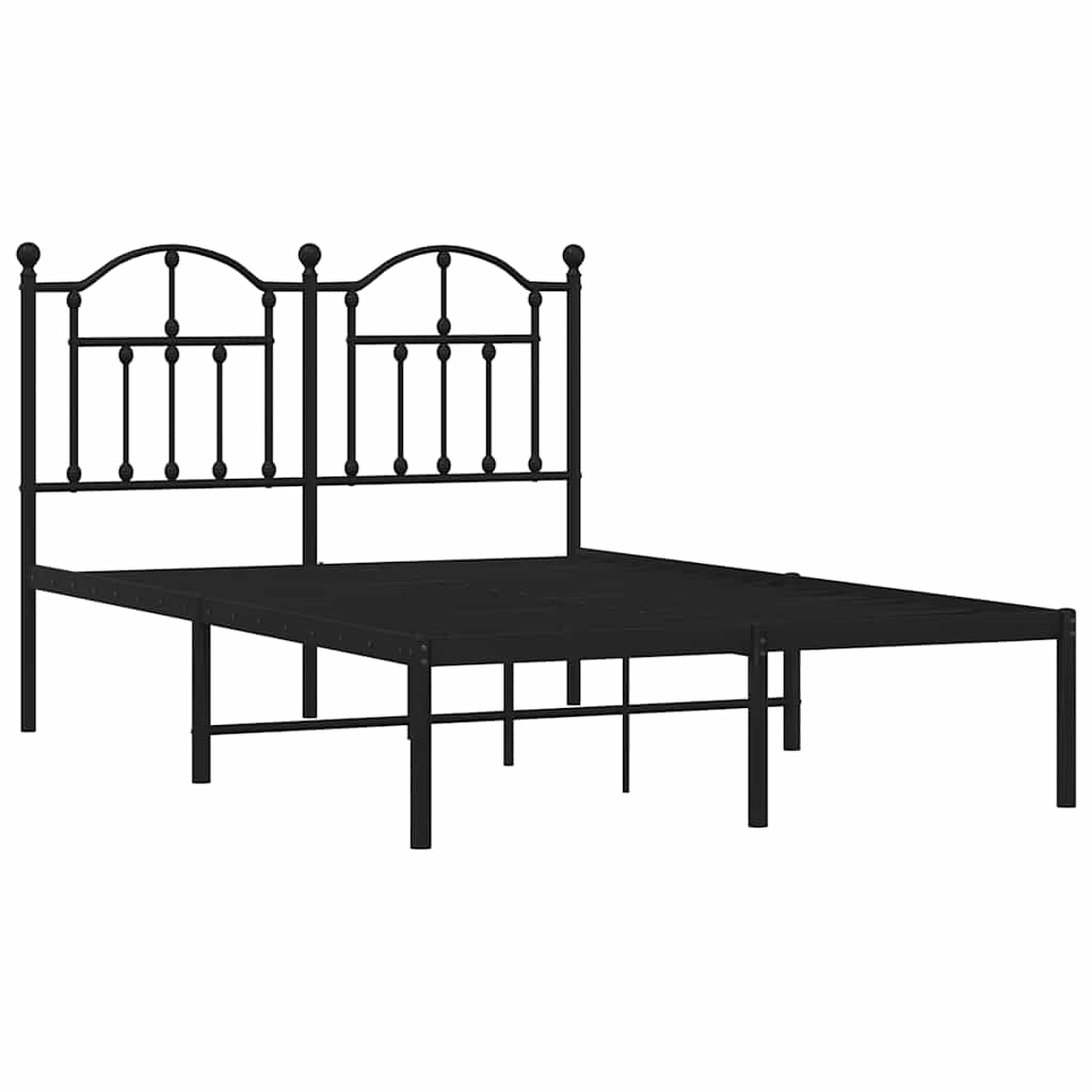 Metal Bed Frame without Mattress with Headboard Black 120x200cm