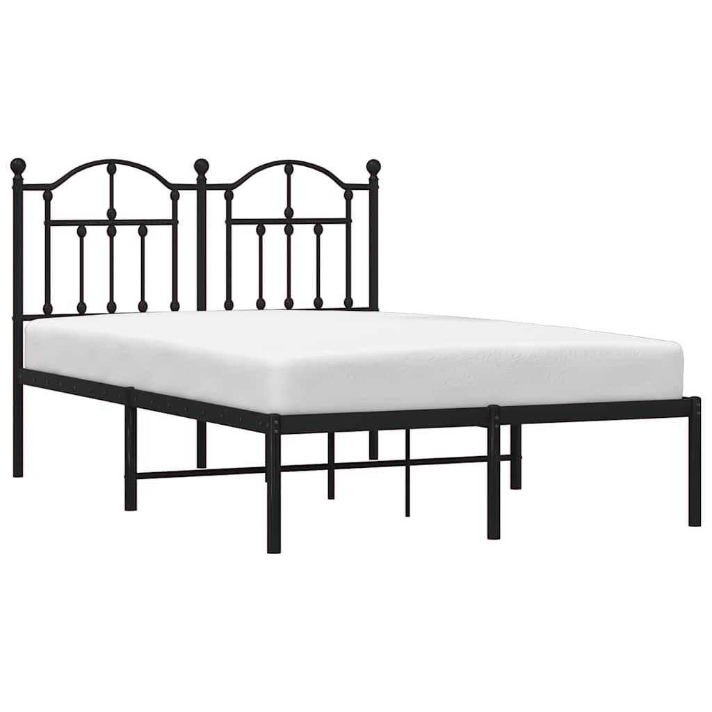 Metal Bed Frame without Mattress with Headboard Black 120x200cm