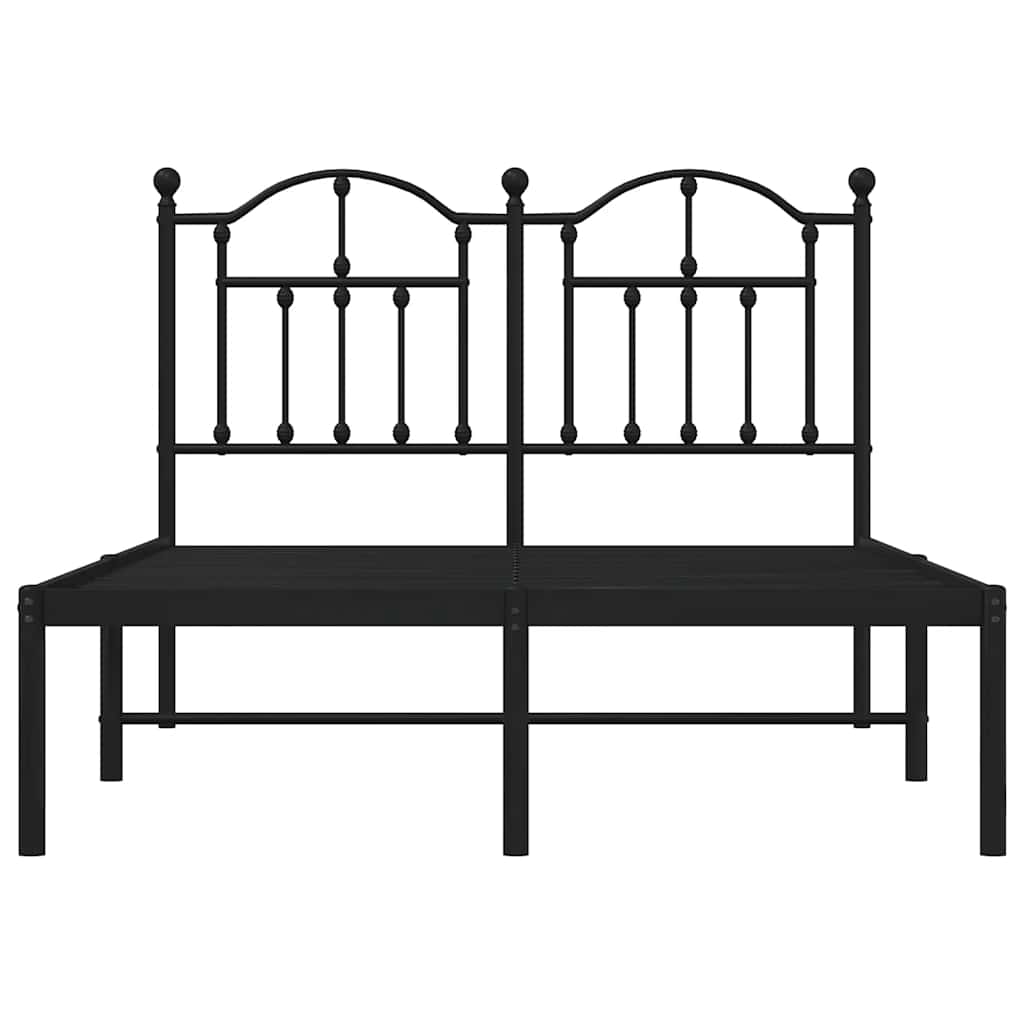 Metal Bed Frame without Mattress with Headboard Black 120x200cm