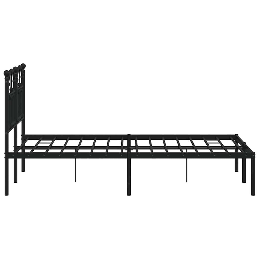 Metal Bed Frame without Mattress with Headboard Black 120x200cm