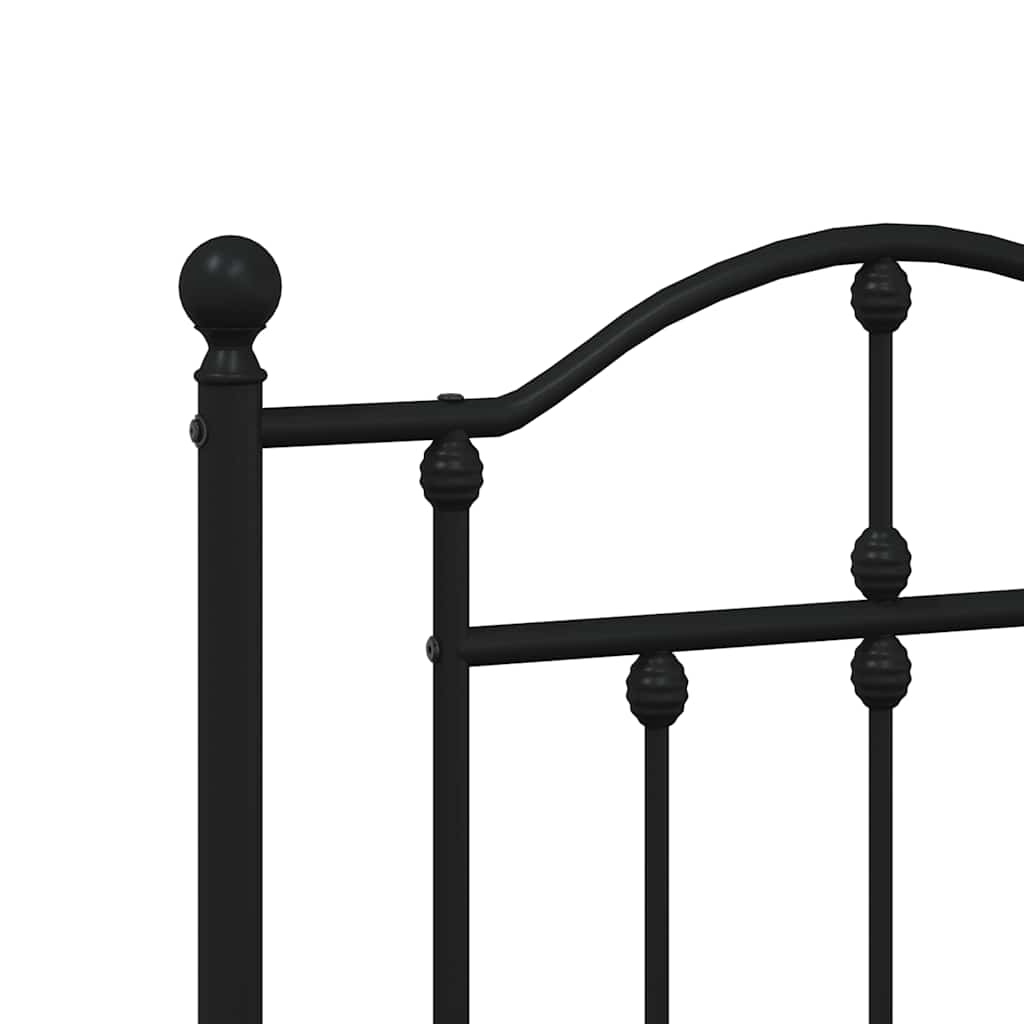 Metal Bed Frame without Mattress with Headboard Black 120x200cm