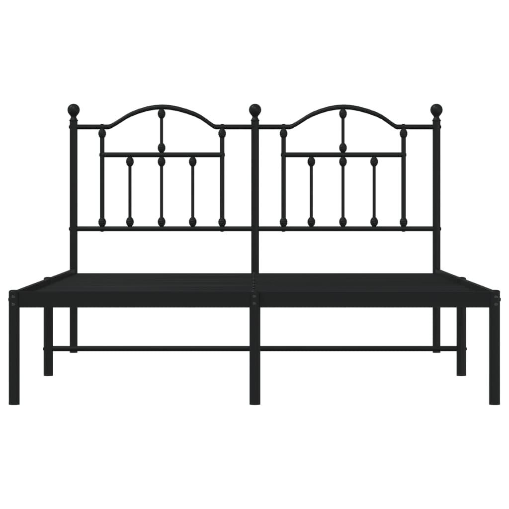 Metal Bed Frame without Mattress with Headboard Black 140x190cm