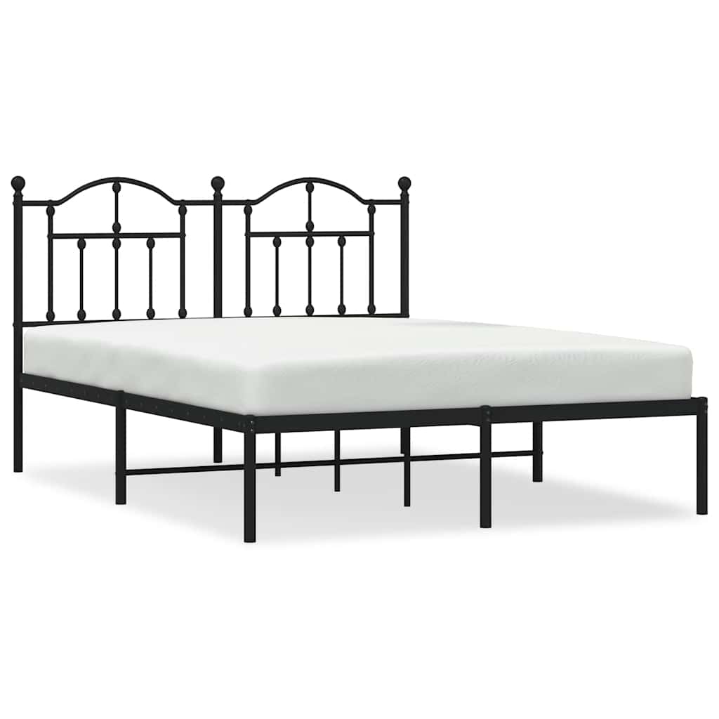 Metal Bed Frame without Mattress with Headboard Black 140x200cm
