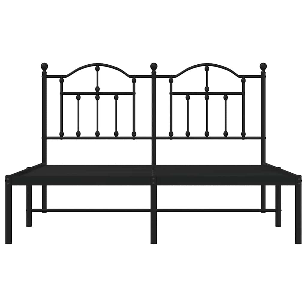 Metal Bed Frame without Mattress with Headboard Black 140x200cm