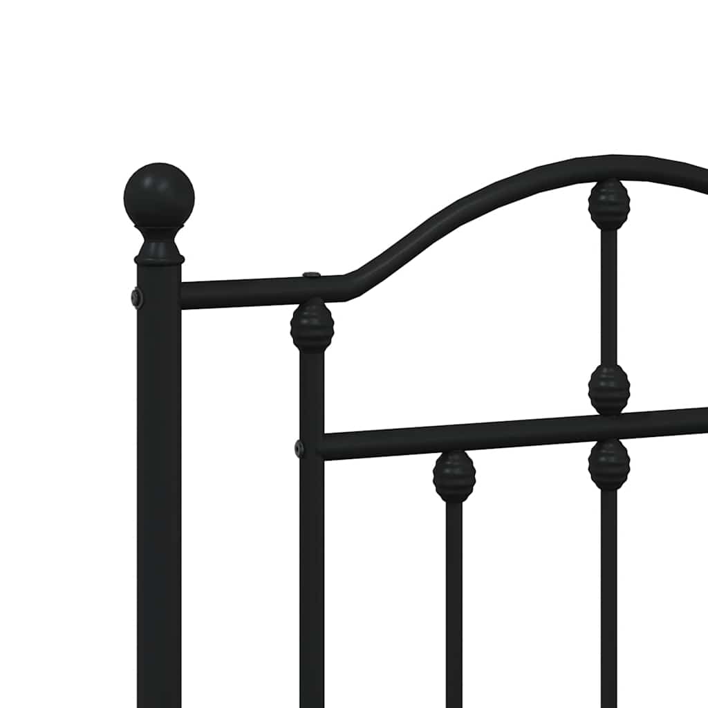 Metal Bed Frame without Mattress with Headboard Black 140x200cm