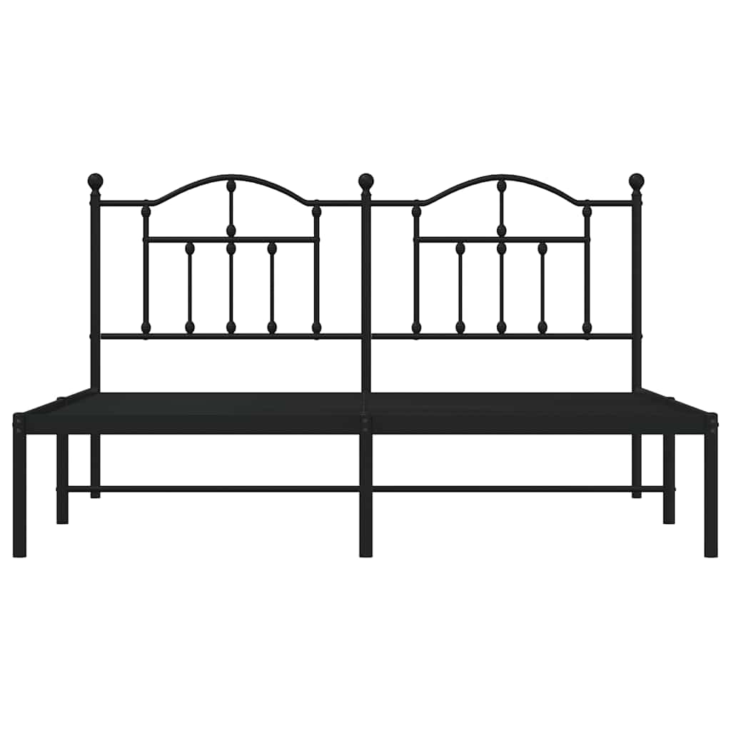 Metal Bed Frame without Mattress with Headboard Black 183x213cm