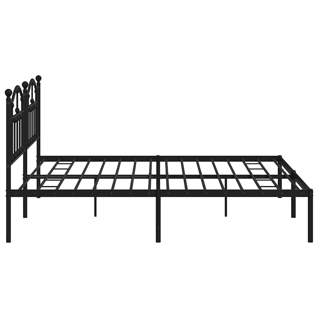 Metal Bed Frame without Mattress with Headboard Black 193x203cm