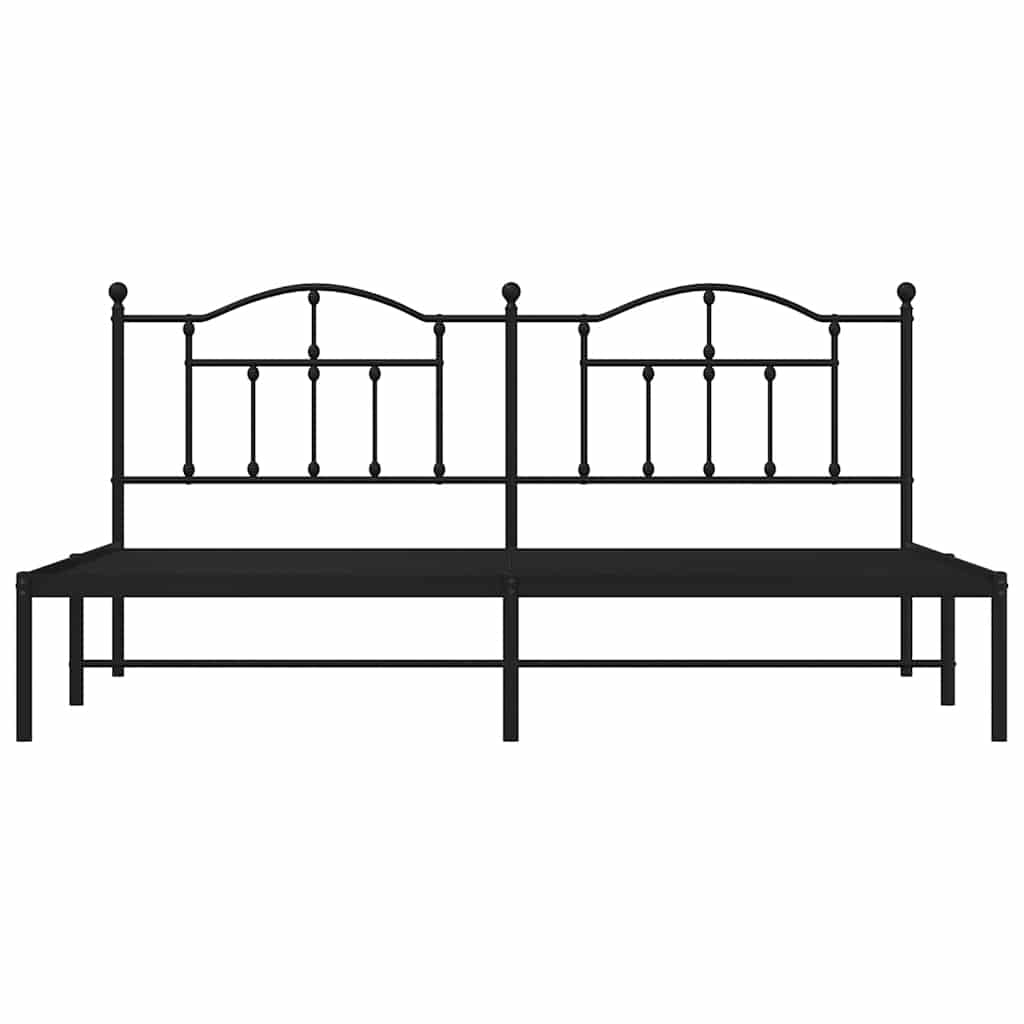 Metal Bed Frame without Mattress with Headboard Black 200x200cm
