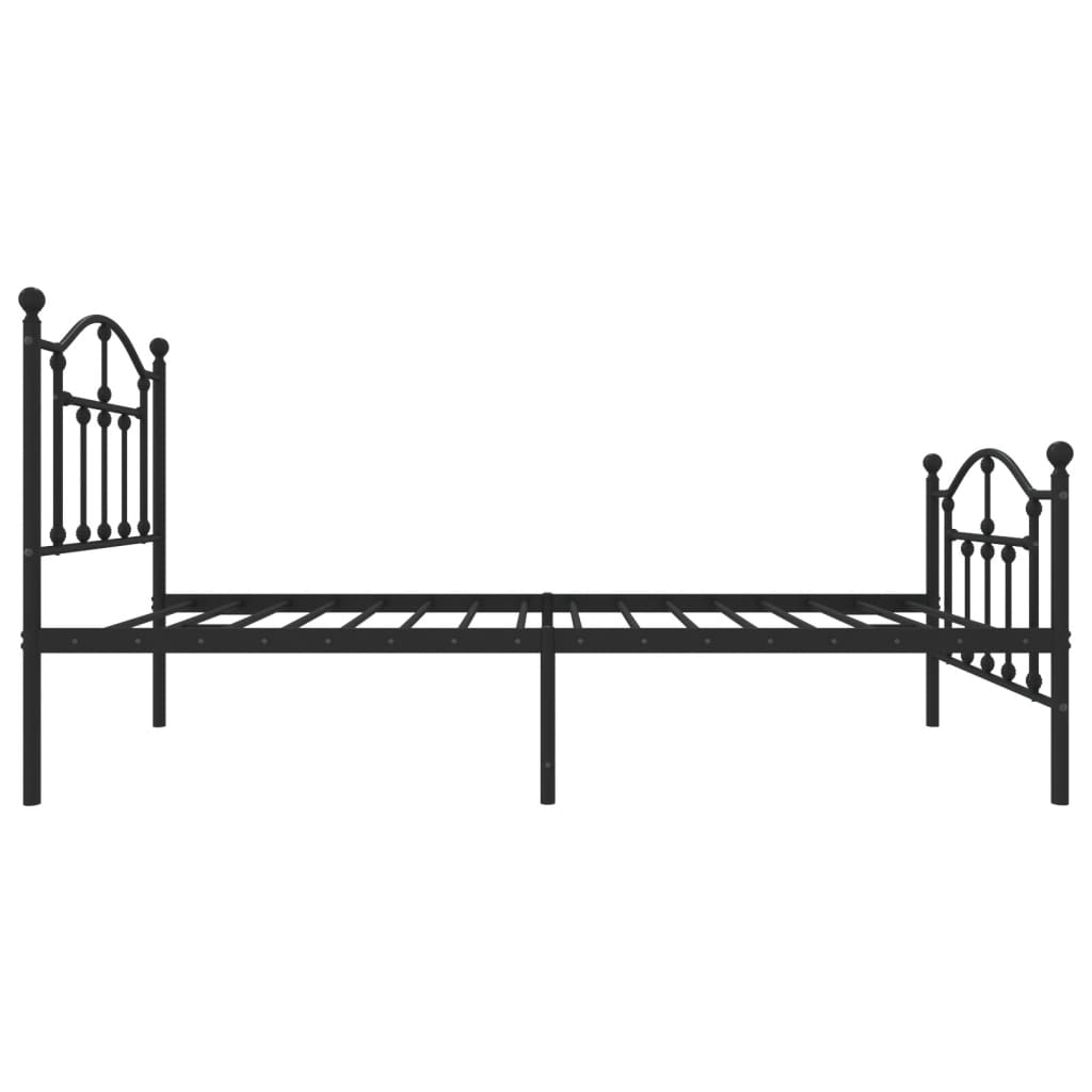 Metal Bed Frame without Mattress with Footboard Black 75x190cm