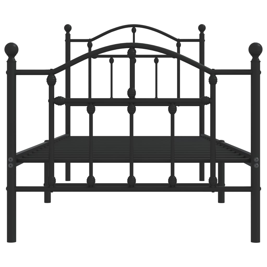 Metal Bed Frame without Mattress with Footboard Black 80x200cm
