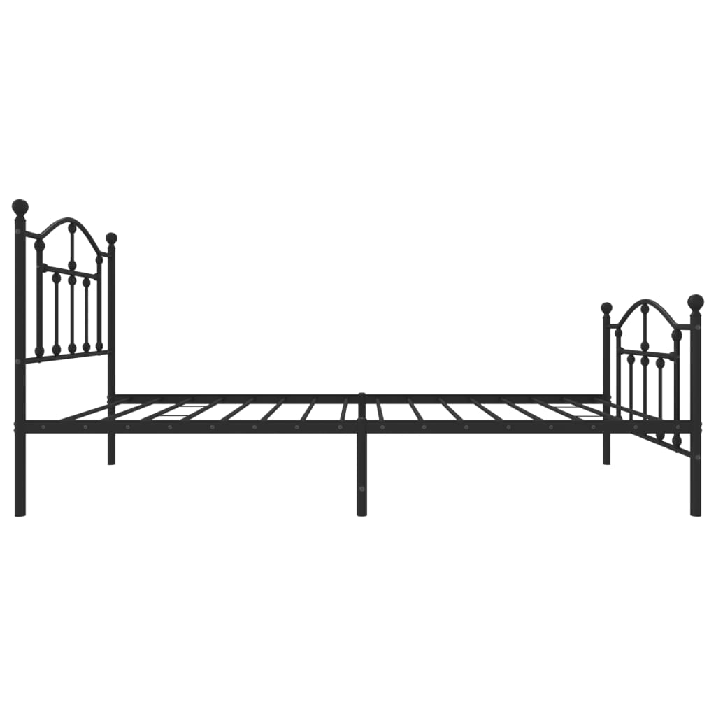 Metal Bed Frame without Mattress with Footboard Black 90x190cm