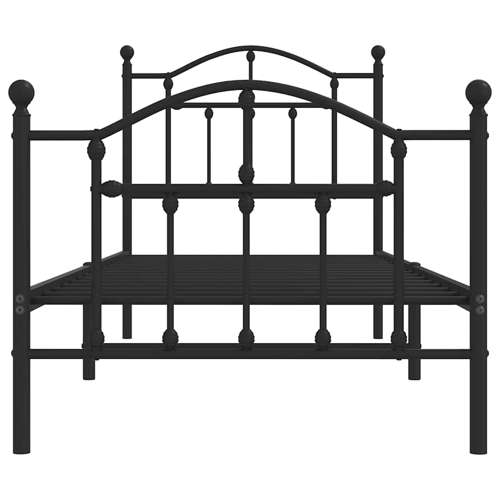 Metal Bed Frame without Mattress with Footboard Black 90x200cm