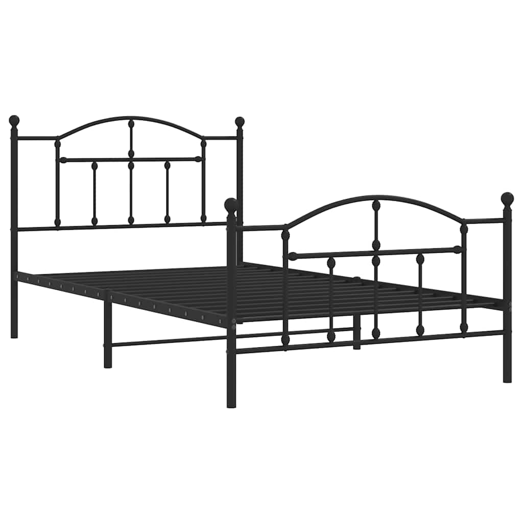 Metal Bed Frame without Mattress with Footboard Black 100x200cm
